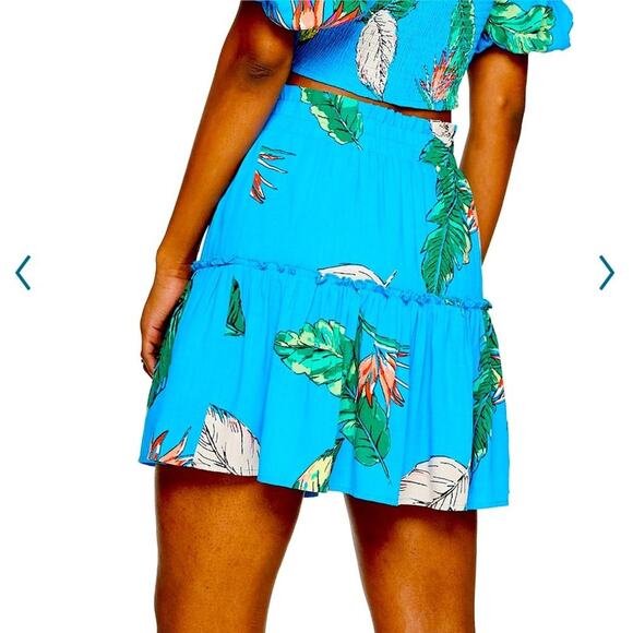 SO TURQUOISE BLUE CROP TOP W/ PUFF SLEEVES & TIERED MINI SKIRT SIZE MED SET - Picture 13 of 14